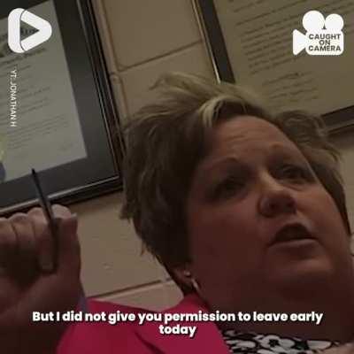 Janitor harassed and fired by school principal for leaving 8 minutes early.