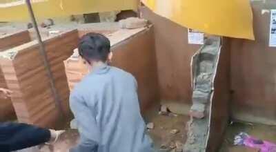 Hindu nationalists demolish a toilet amidst chants of Jai Shri Ram