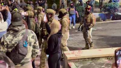 Maga protestors cheering as peaceful protestors get snatched