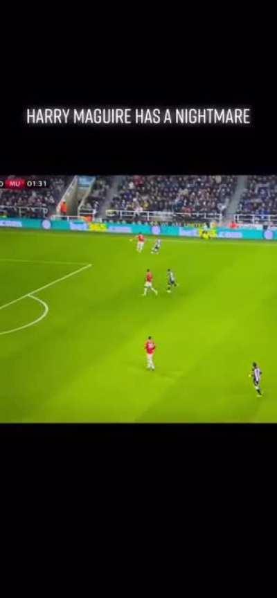 Harry Maguire makes a mistake when he has time on the ball