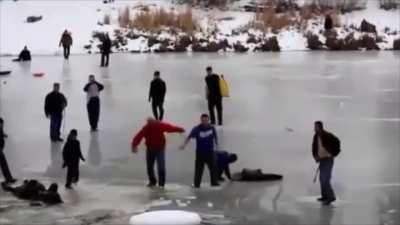 Army of People Helplessly Try to Rescue Drowning Victim
