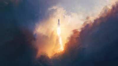 Rocket & Clouds (Customisable) (based on Ariane 5 by Sylvain Sarrailh) - 3440 x 1440 - Eien Version