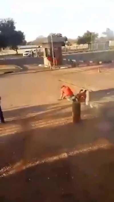 Cell phone footage from the mass shooting in Middelburg on wednesday. 6 worker's showed up in protest involving low salary when the illegally hired security guard opened fired kill 2 and wounding 2 other's. Police are yet to release the perp's name