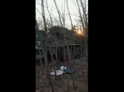 Ukrainian military captured MLRS Grad of Orcs, fully charged. And decided to ride it. 10 km later: 