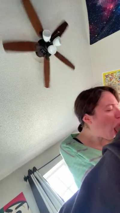 Hot brunette gives head.