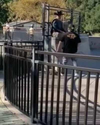 Grown ass man yells at kid for cussing!