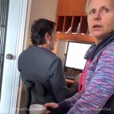 Dad is elated after daughter makes a dad joke