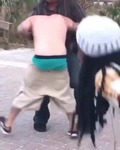 Man gets choked out after he spits