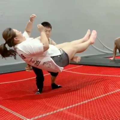 to hold your friend while jumping