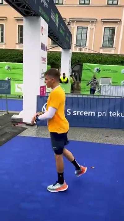 Tim Marovt was told he would never walk again after bring paralyzed. Now he runs marathon's