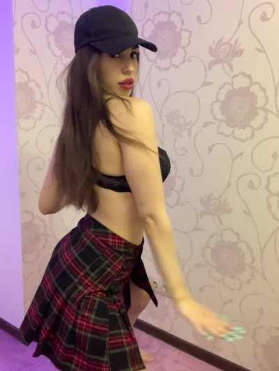 Schoolgirl skirt dance