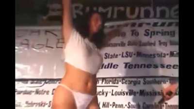 Bending over for the crowd