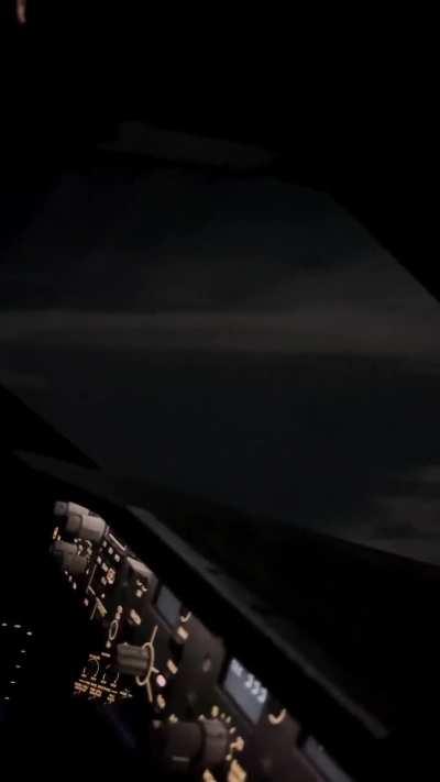 Gigantic jet phenomenon captured during a night flight