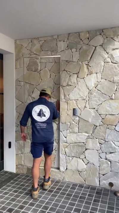 Secret door in stone wall