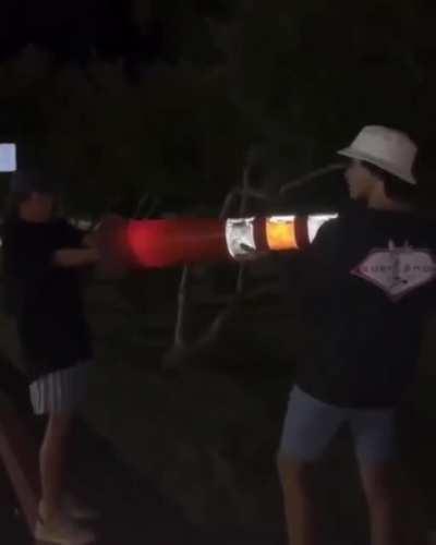 firework blows up in a cone handheld