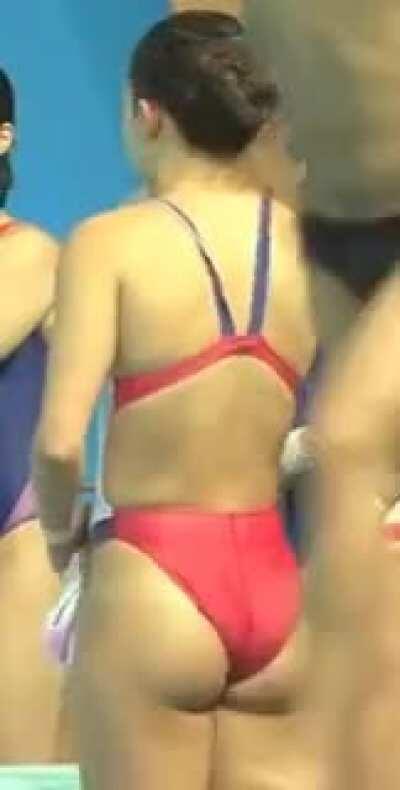 Beautiful Women's Diving Star Meghan Houston Struggles with Wedgie at Competition 3