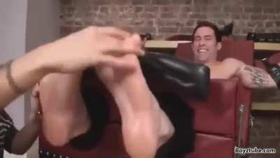 Lance tickled ruthlessly by Brooke in the tickle chair