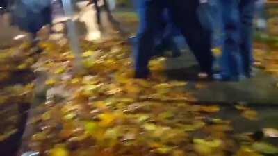 A violent Antifa fighting police slams head-first into telephone pole. Another Antifa runs into the fray, gets arrested, then immediately calls the cops anti-Semites