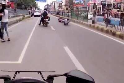 Doing bike stunts on road for social media posts