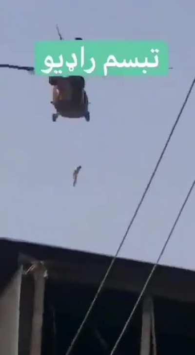 The Taliban are hanging people from flying Blackhawk helicopters seized from the USA