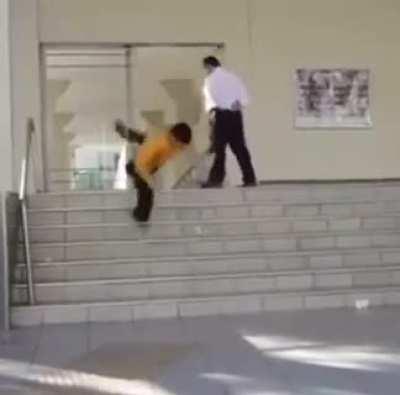 Stairs jump on a skateboard
