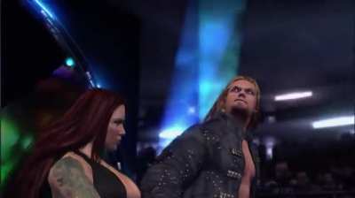 Edge and Lita entrance from SVR 2007. The graphics were great for the time, and one of the best wrestling games in my opinion