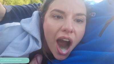 Peaceful day on the river until my mouth was filled with thick cum!!!