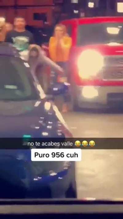 Girl starts a fight and just dips out. SMH