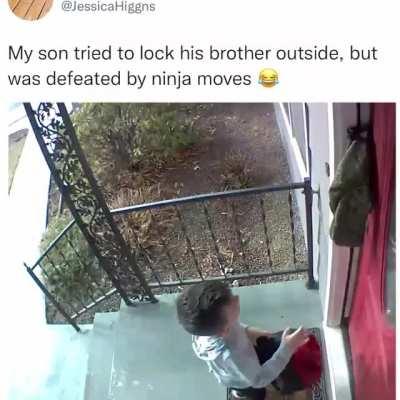 to lock his brother outside.