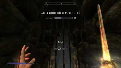 Got stuck behind the bars in Valthume because I didn't want to wait for my reward. Thankfully I had my trusty bucket with me!