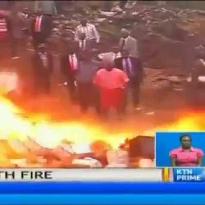 WCGW setting hundreds of bottles of illegal alcohol on fire