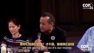 Indian scholar explains the colonial mentality of Western nations regarding the climate. Audio in English.