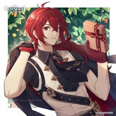 I animated Diluc's official 2022 birthday art