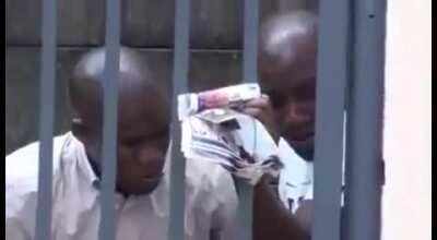 Burglars caught in the act attempting to break into a property