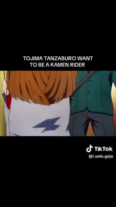 Tackler transformation from tojima wants to be a kamen Raider. Side note in the manga she has a lots of changing clothes tfs but the art is not good at all.