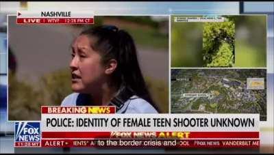 While Fox News reporter sets up to cover mass shooting at Covenant School in Nashville, TN, one woman has had enough.