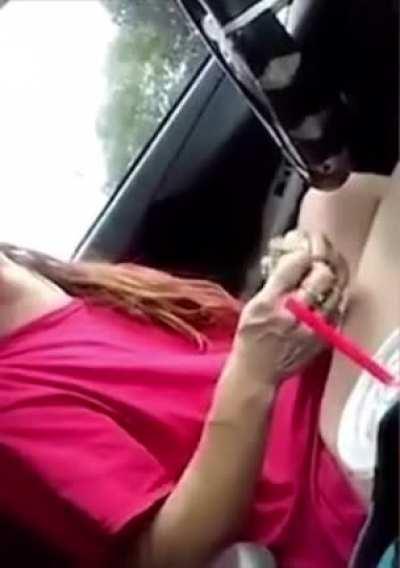 Teenage daughter records as mother nods off in car