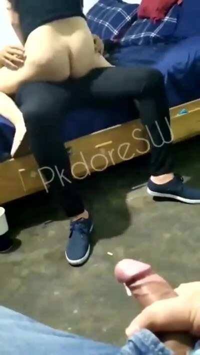 Watching her riding his friend, made him cum so Fast. Rate this!