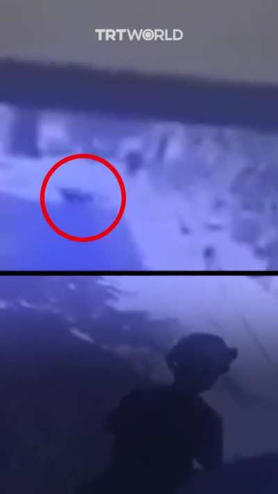 Security camera footage shows an Israeli soldier shooting Palestinian children running away in the occupied town of Biddu in Jerusalem, on October 14 2024