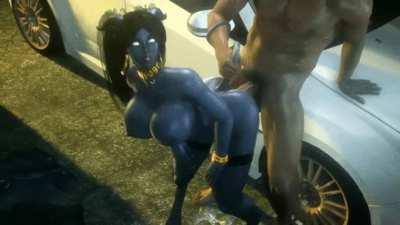 Draenei giving in to a human