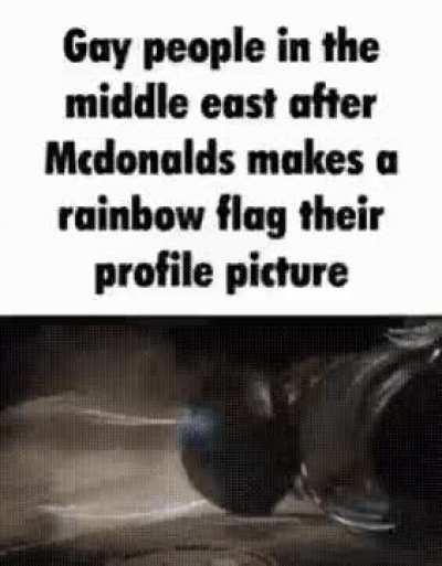 gays in the middle east after Mcdonalds makes a rainbow flag their profile picture