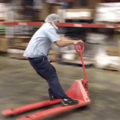 HMB while drift precisely on a pallet jack.