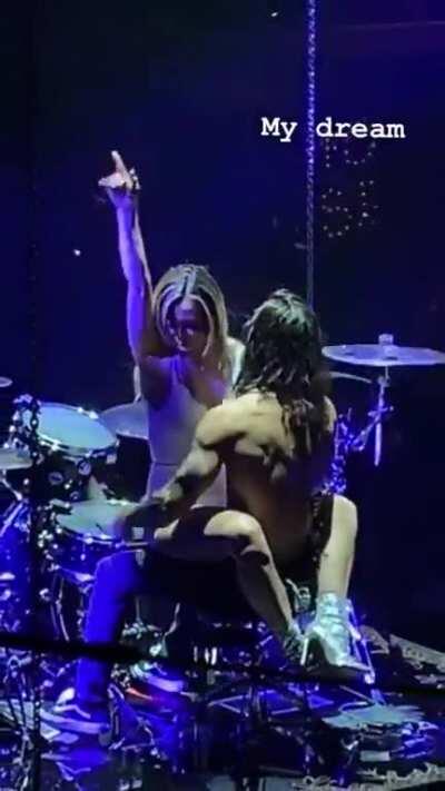 A year ago, Peyton Royce riding a drummer on her bachelorette party.