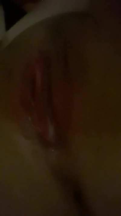 I love watching his cum drip out of me