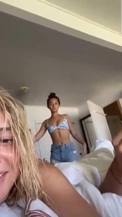 Lily Chee dancing in bikini top