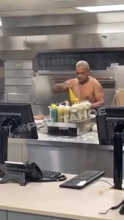 Lunatic makes himself at home at a Domino's Pizza