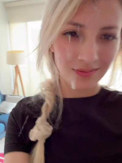 Guess where I'm going to show off with all this cum on my face 