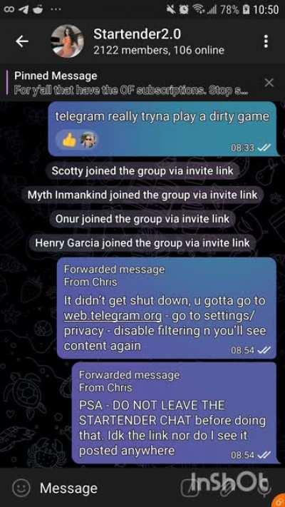 Time open up the link of the Startender group chat again so hurry up because i only lets this go for a week long and its join request not automatic acces to the chat and we got instruction if you seen the display p0rn stuff to go thru the chat LINK BELOW