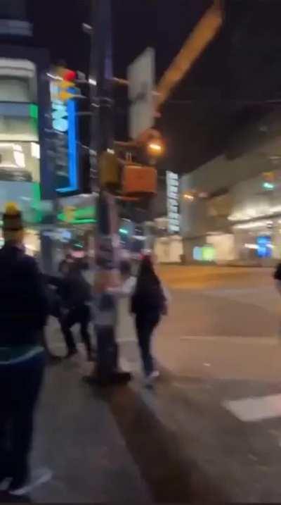 Leafs and Canucks fans get into a scuffle after watching the game last night