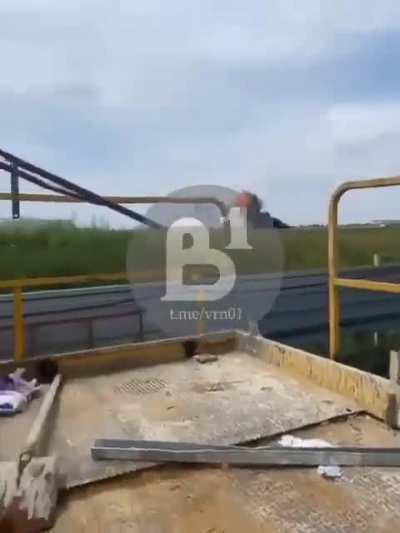 Russian Ka-52 attacking ground targets in the vicinity of the fuel depot in Voronezh.